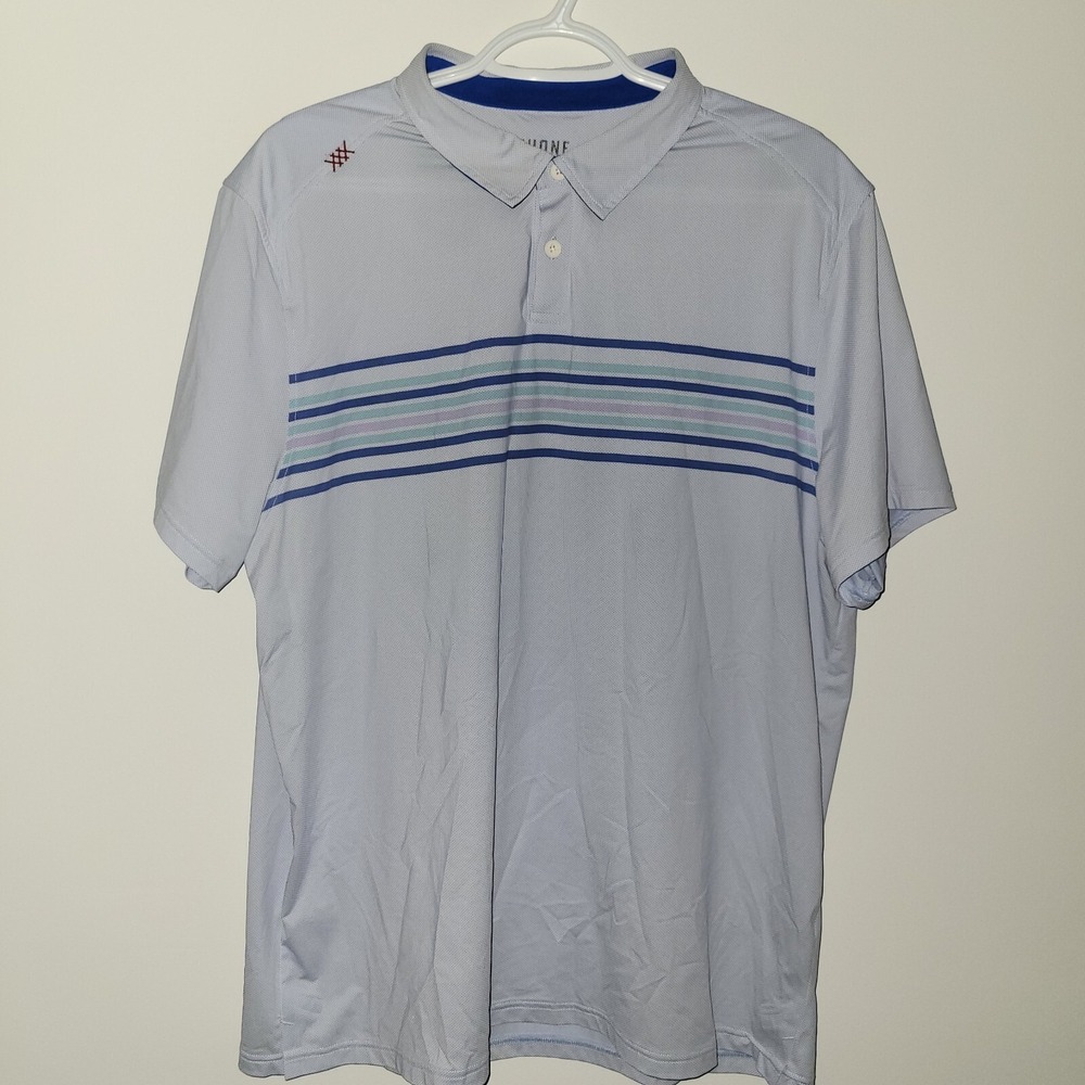 Rhone Short Sleeve Performance Polo Men's Size XL Blue Striped